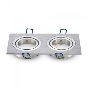 Oprawa Oczko V-TAC Aluminiowa Odlew 2xGU10 Kwadrat Aluminium Szczotkowane VT-783