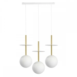 Lampa wisząca PLAAT A 3L biały, mosiądz E27 - UMMO Lighting