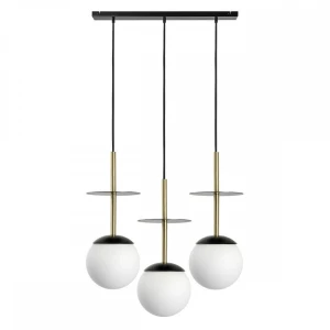 Lampa wisząca PLAAT A 3L czarny, mosiądz E27 - UMMO Lighting