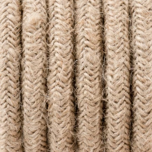 Ciemnobeżowy kabel w oplocie jutowym naturalnym J02 trzyżyłowy 3x0.75 - Kolorowe Kable Akcesoria