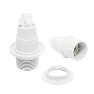 Oprawka plastikowa biała E14 z pierścieniem - Kolorowe Kable Akcesoria