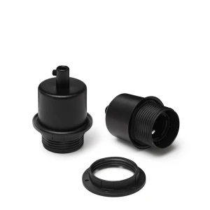 Oprawka plastikowa E27 z metalową nakładką Metal Ring czarna z pierścieniem - Kolorowe Kable Akcesoria