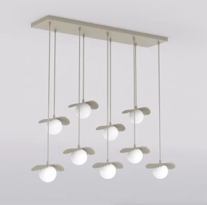 Lampa wisząca Emibig Flora 9 mokka z białym kloszem 9×G9