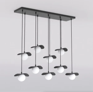 Lampa wisząca Emibig Flora 9 czarna z białym kloszem 9×G9