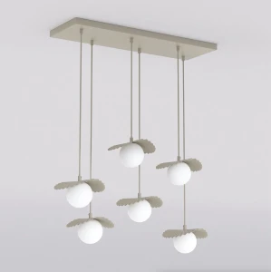 Lampa wisząca Emibig Flora 6 mokka z białym kloszem 6×G9