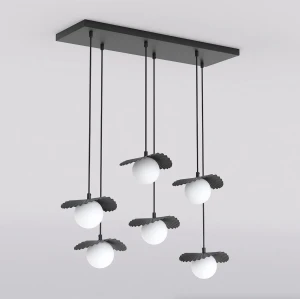 Lampa wisząca Emibig Flora 6 czarna z białym kloszem 6×G9