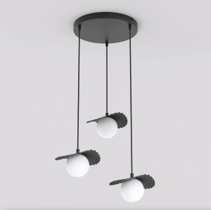 Lampa wisząca Emibig Flora 3PREM czarna z białym kloszem 3×G9
