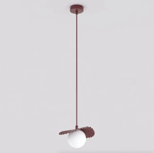 Lampa wisząca Emibig Flora 1 burgundowa z białym kloszem 1×G9