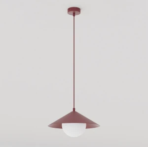 Lampa sufitowa Emibig Mono 1S burgundowa z białym kloszem 1×E14
