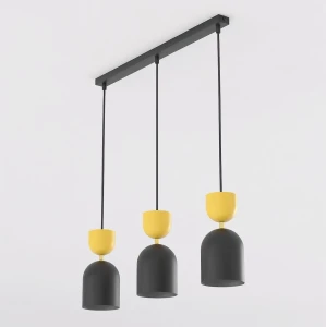 Lampa wisząca Emibig Gaudi 3 czarna z pomarańczowym kloszem 3×E14
