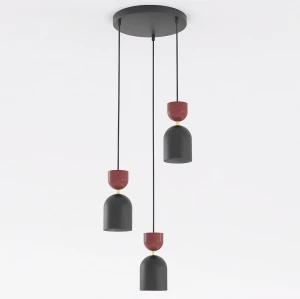 Lampa wisząca Emibig Gaudi 3PREM czarno-burgundowa 3×E14