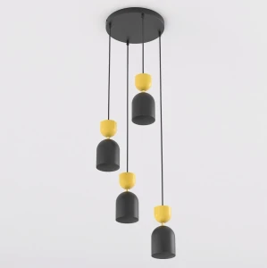 Lampa wisząca Emibig Gaudi 4PREM czarna z pomarańczowym kloszem 4×E14