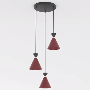 Lampa wisząca Emibig Klever 3PREM burgundowo-czarna 3×E14
