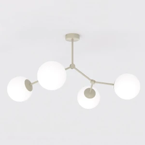 Lampa sufitowa Emibig Space 4 mokka z białym kloszem 4×E14