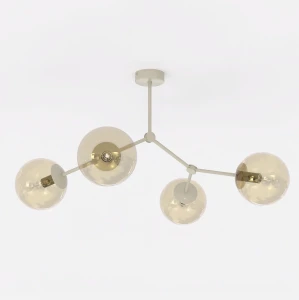 Lampa sufitowa Emibig Space 4 mokka z bursztynowym kloszem 4×E14