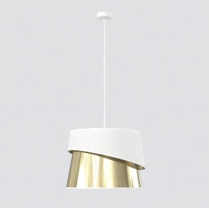 Lampa wisząca Emibig Canva 1 biała ze złotym kloszem 1×E27
