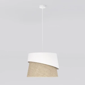 Lampa wisząca Emibig Canva 1 biała z naturalnym abażurem 1×E27