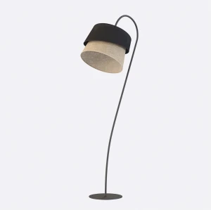 Lampa podłogowa Emibig Canva LP1 czarna z naturalnym abażurem 1×E27