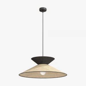 Lampa wisząca Emibig Softa 1 rattan z czarnym abażurem 1×E27