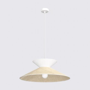 Lampa wisząca Emibig Softa 1 rattan z białym abażurem 1×E27