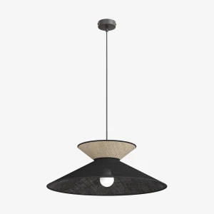 Lampa wisząca Emibig Softa 1 czarna z rattanowym abażurem 1×E27