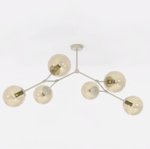 Lampa sufitowa Emibig Space 6 mokka z bursztynowym kloszem 6×E14