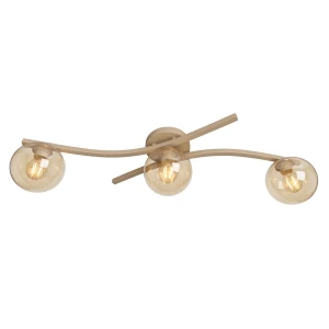 Lampa sufitowa Emibig Opus 3 mokka z bursztynowym kloszem 3×E14