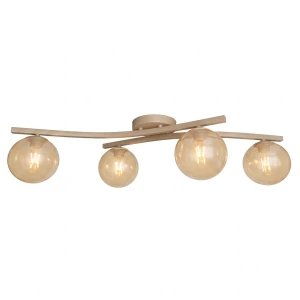 Lampa sufitowa Emibig Opus 4 mokka z bursztynowym kloszem 4×E14