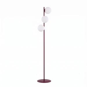 Lampa podłogowa Emibig Magnus LP3 burgundowa z białym kloszem 3×E14