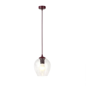 Lampa wisząca Emibig Istar 1 burgundowa z transparentnym kloszem 1×E27