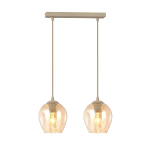 Lampa wisząca Emibig Istar 2 mokka z bursztynowym kloszem 2×E27