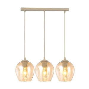 Lampa wisząca Emibig Istar 3 mokka z bursztynowym kloszem 3×E27