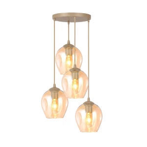 Lampa wisząca Emibig Istar 4PREM mokka z bursztynowym kloszem 4×E27