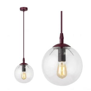 Lampa wisząca Emibig Cosmo 1 burgundowa z transparentnym kloszem 1×E14