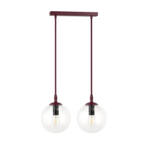 Lampa wisząca Emibig Cosmo 2 burgundowa z transparentnym kloszem 2×E14