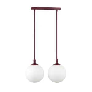 Lampa wisząca Emibig Cosmo 2 burgundowa z białym kloszem 2×E14