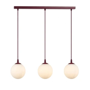 Lampa wisząca Emibig Cosmo 3 burgundowa z białym kloszem 3×E14