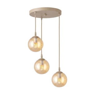 Lampa wisząca Emibig Cosmo 3PREM mokka z bursztynowym kloszem 3×E14