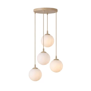 Lampa wisząca Emibig Cosmo 4PREM mokka z białym kloszem 4×E14