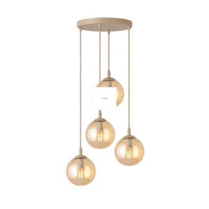 Lampa wisząca Emibig Cosmo 4PREM mokka z bursztynowym kloszem 4×E14
