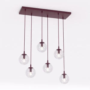 Lampa wisząca Emibig Cosmo 6 burgundowa z transparentnym kloszem 6×E14