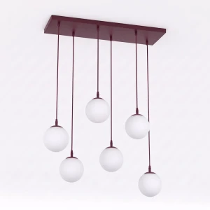 Lampa wisząca Emibig Cosmo 6 burgundowa z białym kloszem 6×E14