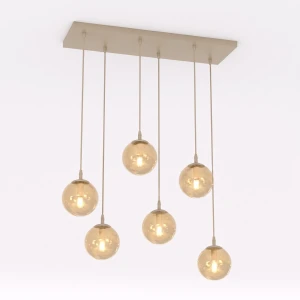 Lampa wisząca Emibig Cosmo 6 mokka z bursztynowym kloszem 6×E14