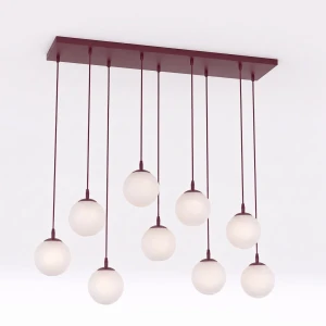 Lampa wisząca Emibig Cosmo 9 burgundowa z białym kloszem 9×E14