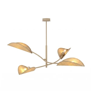 Lampa sufitowa Emibig Lotus 4 mokka z rattanowym abażurem 4×E14