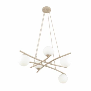 Lampa wisząca Emibig Essa 5 mokka z białym kloszem 5×E14