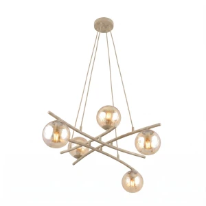 Lampa wisząca Emibig Essa 5 mokka z bursztynowym kloszem 5×E14