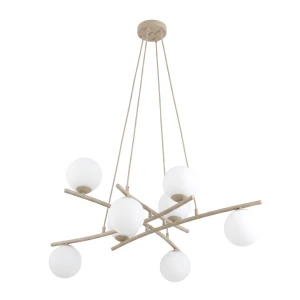 Lampa wisząca Emibig Essa 8 mokka z białym kloszem 8×E14