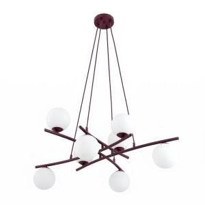 Lampa wisząca Emibig Essa 8 burgundowa z białym kloszem 8×E14