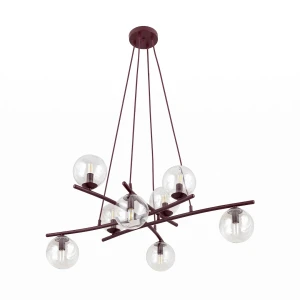 Lampa wisząca Emibig Essa 8 burgundowa z transparentnym kloszem 8×E14